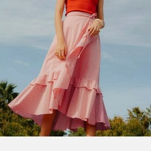 Anthropologie Penny Ruffled Midi Skirt